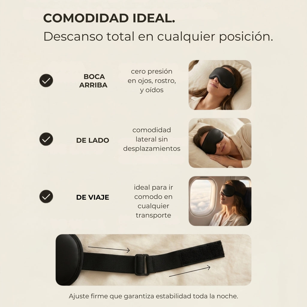 Comodidad ideal en cualquier posición — antifaz Somnio